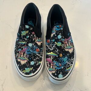 NEW WOT Vans Slip-On Cosmic Glow Skate Shoe - Black Men Size 9, Women Size 10.5